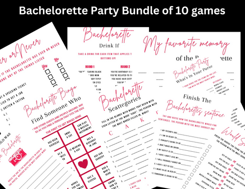 Bachelorette Bridal Shower Game Bundle Instant Download