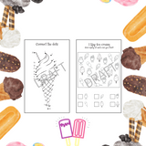 Ice Cream Party Favor Game Coloring Page and Activity Booklet Instant Download