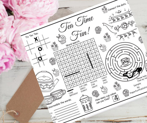 Tea Party Printable Games for Kids Instant Download