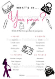 Ladies Night Game What's In Your Purse Girls Night Out, Bridal Shower, Bachelorette Party Adult Game Bridal Shower Pink Game