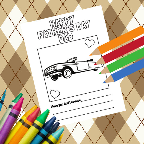 Father's Day Card Gift Color Page, Low Rider gift Printable Instant Download Dad Low Rider Gift, Father's Day Gift from Kid Fill In Color