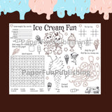 Ice Cream Party Game , Ice Cream Activity Coloring Page,  Ice Cream Party Favor, Ice Cream Activity Placemat Printable Instant Download