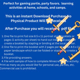 Mine Game Party Favors Activity Book Games Boy Party Favors Minecraft party favors Instant Download Minimalist kids party favors Super Mario
