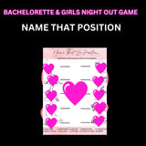 Girls Night Out Game, Bachelorette Party Game, Printable Instant Download Game, Dirty Games,  Name That Position, Bridal Shower Pink Game