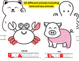 Animal Coloring Page for Kids, Learn Spanish Handwriting Practice, Animal  Fruit Color English To Spanish Coloring, Instant Download