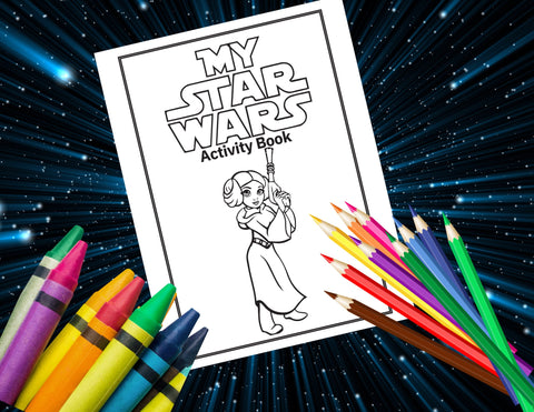 StarWars Party Favor, StarWars Game Girls Age 4-7 Coloring Activity, Starwars Gift for girls PreSchool Activity Book Instant Download Print