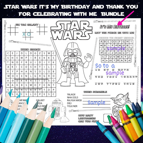 Star Wars Favor Birthday Party Game Activity Coloring Page Placement Printable Instant Download boys party favor