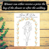 Guess The Dress Game Printable, Bride with Ponytail, Unique Bridal Shower Game, Floral Fun Bridal Shower, Clean Wedding Shower Game ,Instant