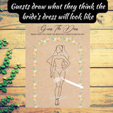 Guess The Dress Game Printable, Bride with Ponytail, Unique Bridal Shower Game, Floral Fun Bridal Shower, Clean Wedding Shower Game ,Instant